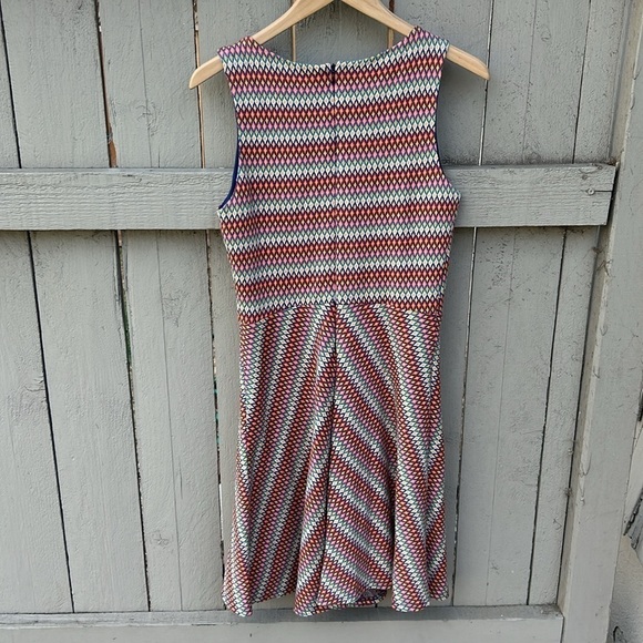 Eva Franco Mulitcolor Diamond Geometric Pattern Fit & Flare Dress Sz 6 Spring - Picture 4 of 6